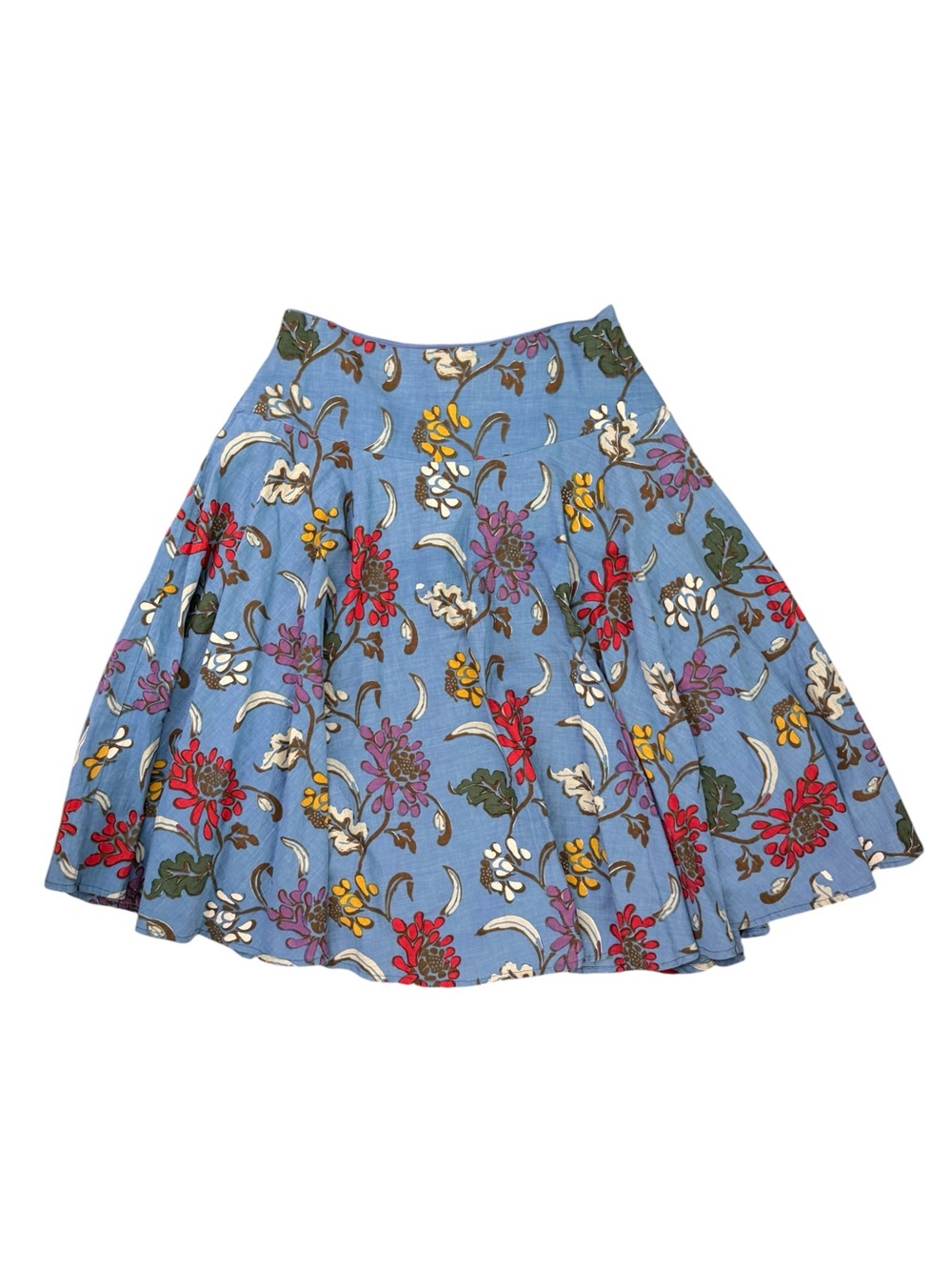 Gado Gado Floral A-Line Skirt 100% Cotton Size 4 Blue Lined Summer Vacation